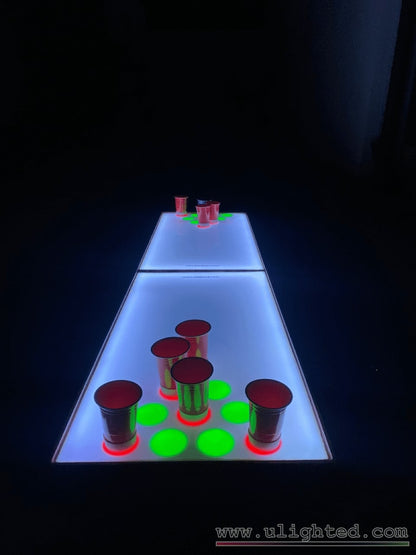LED Beer Pong Tisch Pro mit weiß beleuchteten Platten