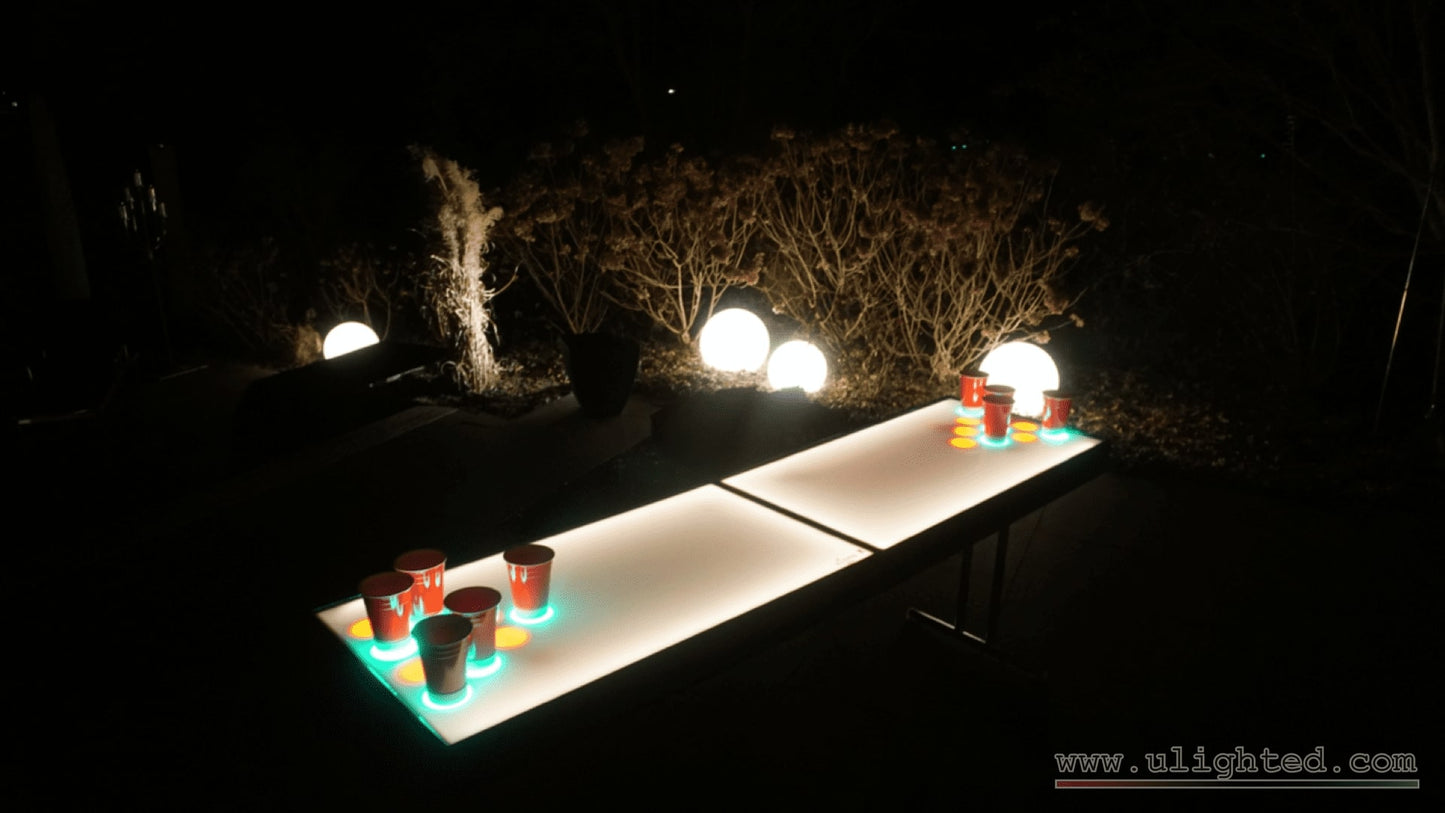 LED Beer Pong Tisch Pro mit orange beleuchten Platten